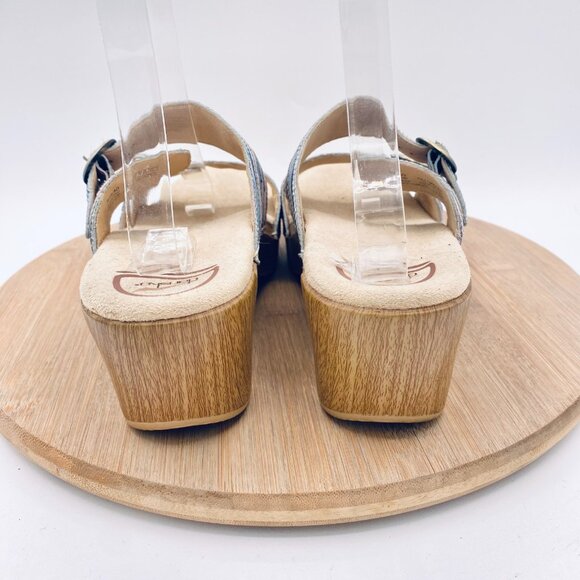 Dansko Sophie Sandals Womsns 9 40 Blue Leather Double Strap Slides Peep - Picture 9 of 12